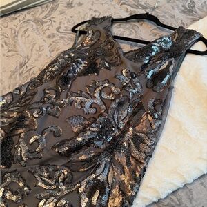 White House Black Market Black and Silver Sequin Dress
